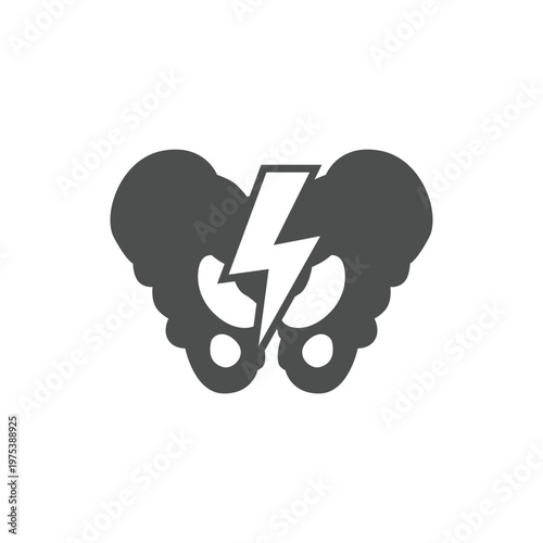 Line icon representing pelvic pain and menstrual cramps. Symbol of lower abdominal discomfort related to women health, gynecology, and reproductive system issues.