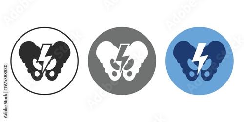 Line icon representing pelvic pain and menstrual cramps. Symbol of lower abdominal discomfort related to women health, gynecology, and reproductive system issues.