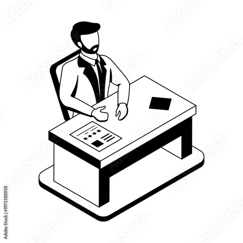An isometric style icon showing interview scenario

