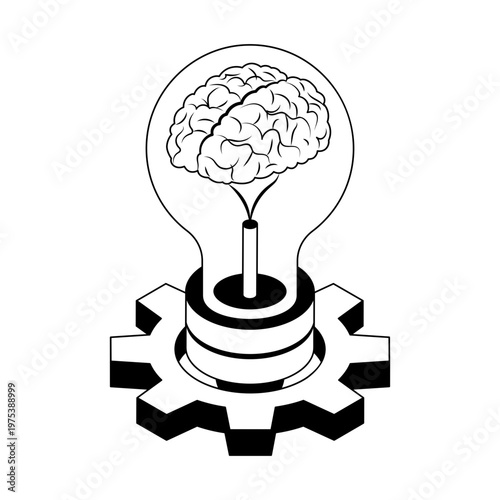 Isometric style icon depicting brainstorming 
