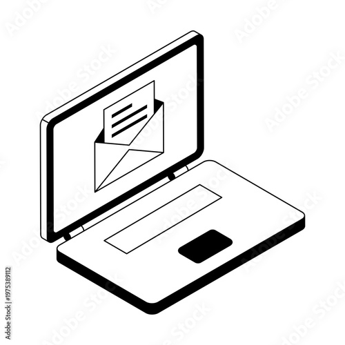 Isometric style icon depicting business email