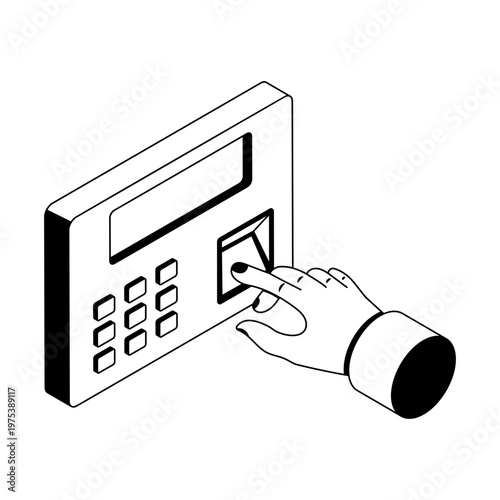 An icon showing biometric attendance in isometric style
