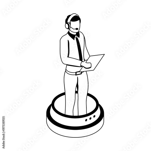 An icon showing virtual support in isometric style
