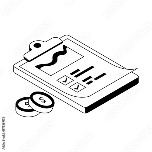 An icon showing financial audit in isometric style
