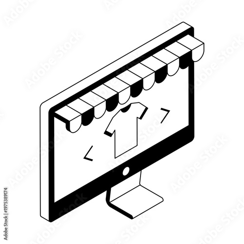 An icon showing ecommerce platform in isometric style
