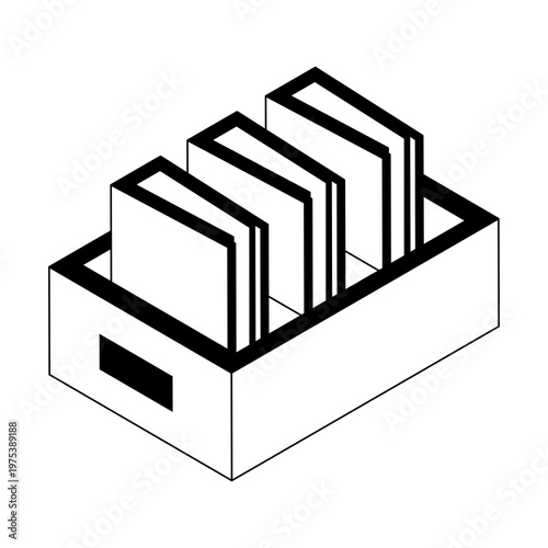 An icon showing file drawer in isometric style
