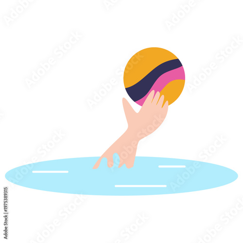 Water Polo Player Hand and Ball Vector Illustration