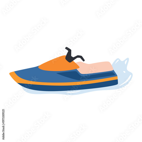 Jet Ski Summer Water Sport Speed Vector Illustration