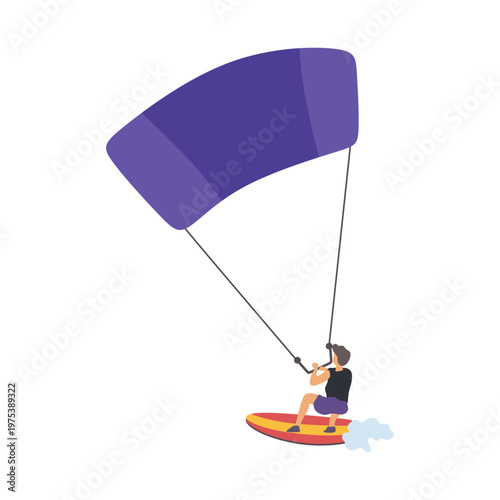 Extreme Kitesurfing Water Sport Vector Illustration