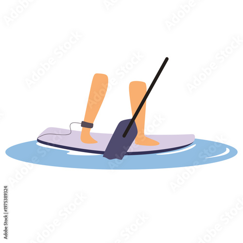 Stand Up Paddle Board SUP Flat Vector Illustration