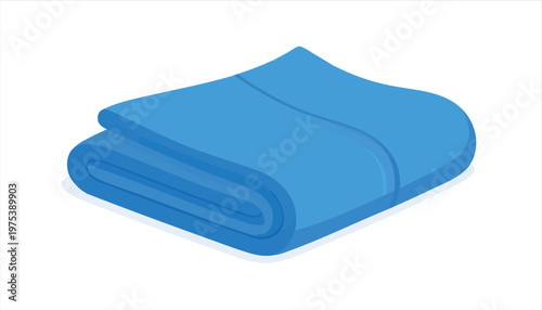 vector A Folded Blue Blanket on a White Background