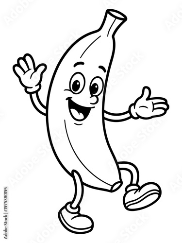 Dancing Banana Illustration: A cheerful banana character comes to life with a joyful dance, radiating positivity and freshness in a captivating illustration.