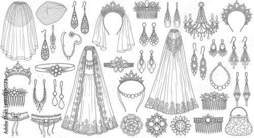 Elegant Bridal Accessories Collection - Veils, Tiaras, and Jewelry.