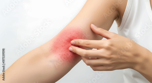 Woman Touching Red Rash on Arm