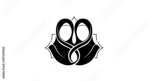 Elegant intertwined figures symbolising unity and connection, black and white design.