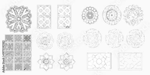 Collection of intricate hand drawn geometric patterns and ornamental designs