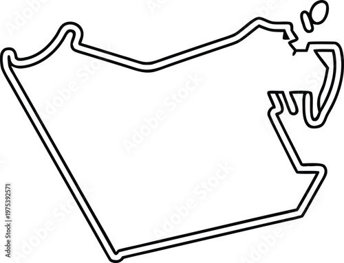 Abu dhabi f1 circuit outline map vector illustration isolated on transparent background.