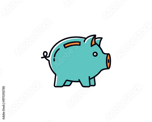 Cute Piggy Bank Illustration, Business Concept, Minimalist Design, Digital Art, White Background
