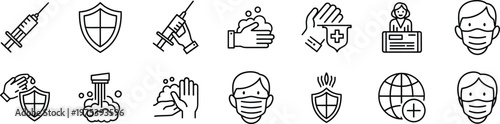 Medical Protection Hygiene Icons for International Nurses Day Global Event