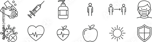 Healthcare Hygiene Safety Icons for International Nurses Day Global Event