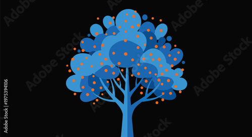 Abstract Blue Tree Pixel Ar...