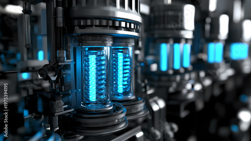 Futuristic Machine with Glowing Tubes