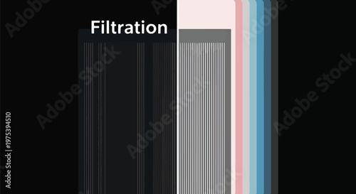 Abstract Filtration Pixel Art With Vertical Lines On Black Background