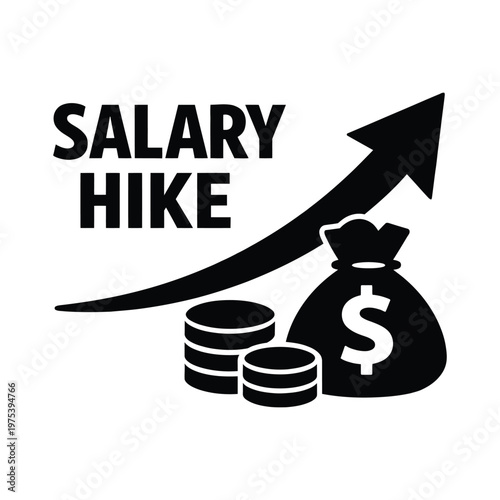 money bag with dollar sign salary hike silhouette icon