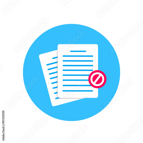 Foto Prohibited Documents Icon, No Files Allowed Symbol