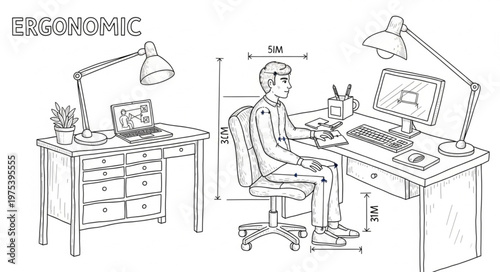 Ergonomic Desk Setup for Healthy Posture and Productivity.