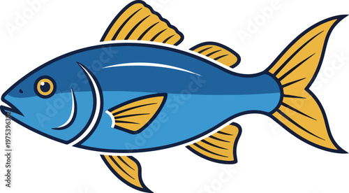 Blue And Yellow Fish Flat D...