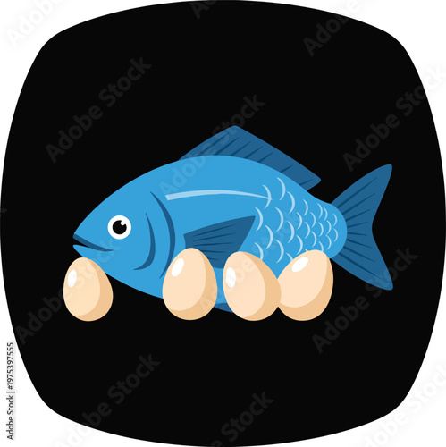 Blue Fish With Four Eggs Pi...