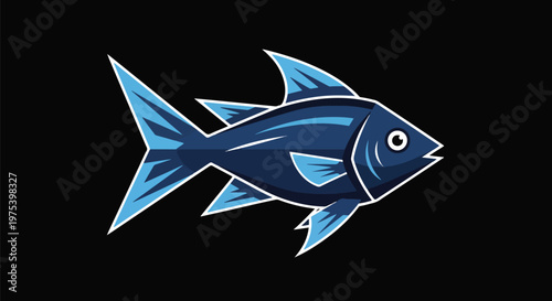 Blue Pixel Art Fish Isolate...