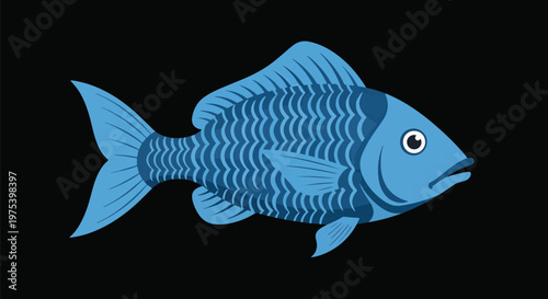 Blue Pixel Art Fish Isolate...