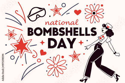 Tableau sur toile Bombshells Vector Art, National Bombshells’ Day Isolated on White Background