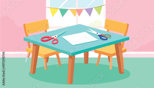 illustration of a table and chairs