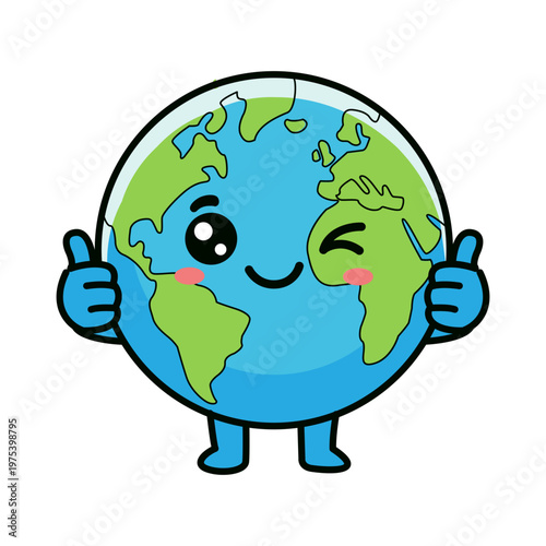Confident Earth Globe Giving Thumbs Up Sticker