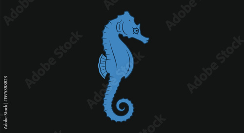 Blue Seahorse Pixel Art Ill...