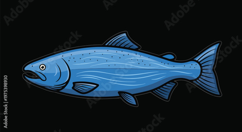 Blue Salmon Fish Isolated V...