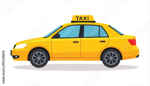 vector Classic Yellow Taxi Cab Vehicle Illustration