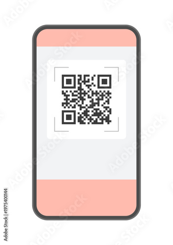 スマートフォンとQRコードのスキャン画面 - キャッシュレス決済やコード払い、電子チケットやリンク