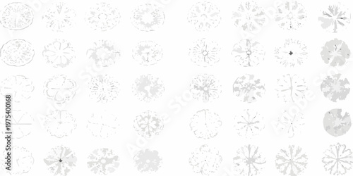 Collection of roughly sketched circular floral and geometric shapes