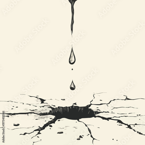 A conceptual image of a dripping black substance over a cracked surface, symbolizing environmental damage.
