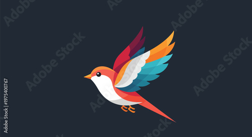 Colorful Pixel Art Bird Fly...