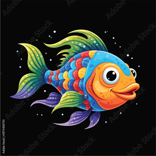 Colorful Pixel Art Fish Iso...