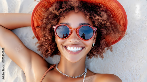 Relaxed Woman Enjoying Sunny Beach Day