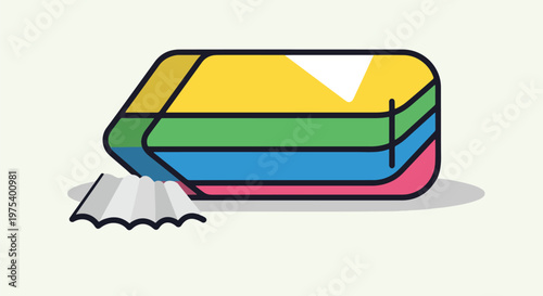 Colorful Striped Eraser Flat Design Minimal Illustration Isolated Object