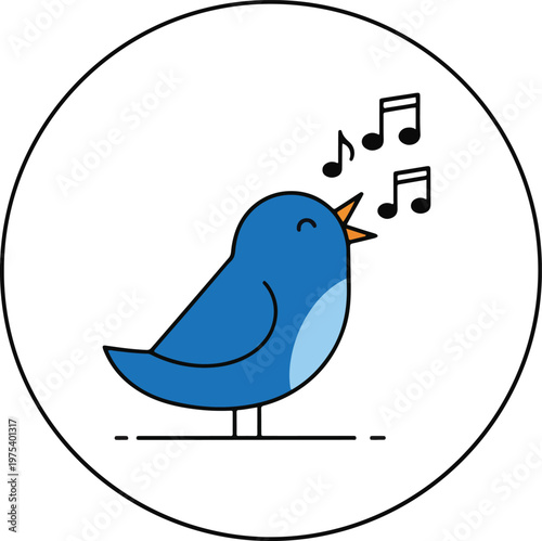 Cute Blue Bird Singing Musi...