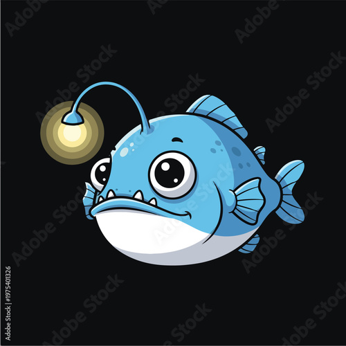 Cute Blue Anglerfish Pixel ...