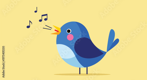 Cute Blue Bird Singing Musi...